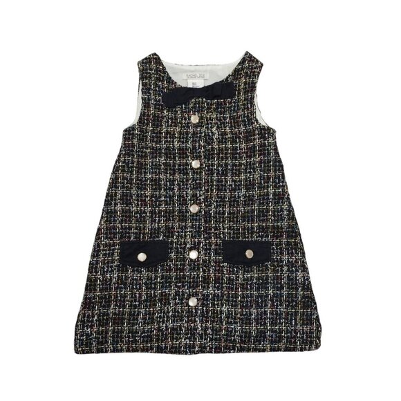 Rachel Zoe Toddler Girls Tweed A-Line Dress W/ Bow & Gold Button Accents Size 2T - Picture 1 of 9